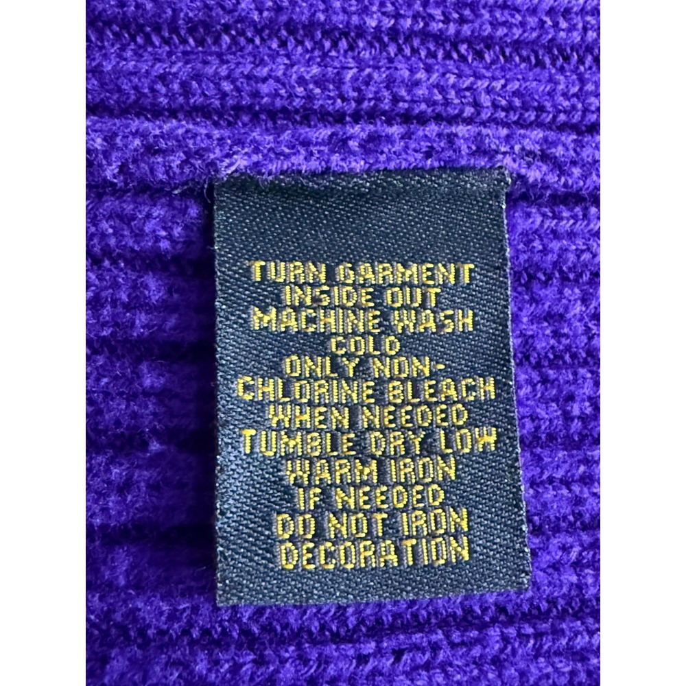 Ralph Lauren Sweater Women's Medium Purple Shawl Gold Collar Clasp Ribbed EUC - Picture 7 of 7